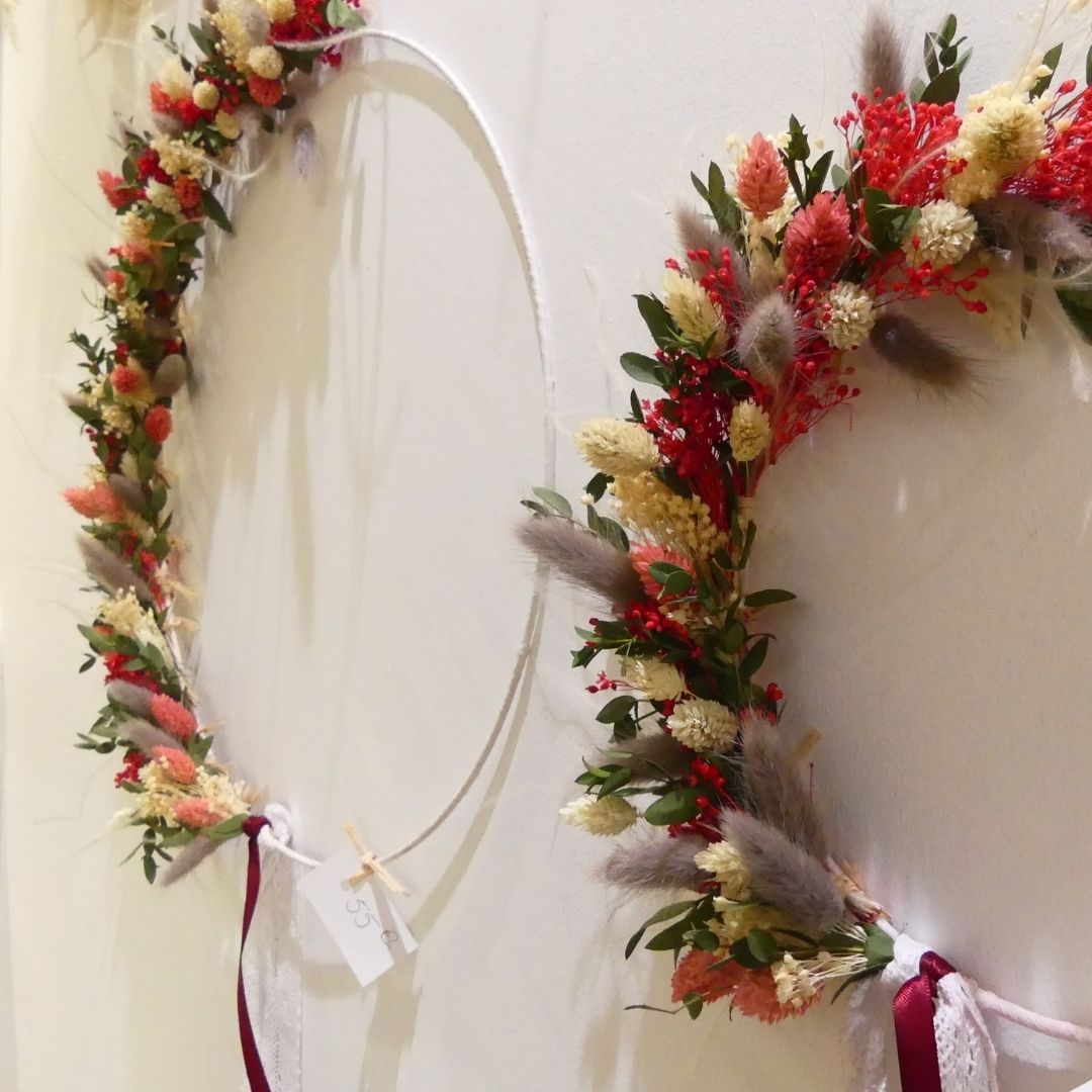 Couronne fleurs séchées rouge